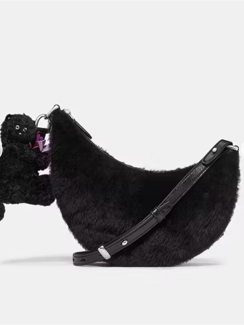 NEW Kate Spade Duo Shearling Bear Crossbody Bag Black